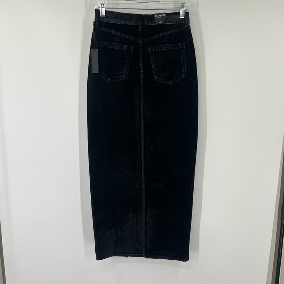Blank NYC Black Velvet Denim Maxi Pencil Midi Skirt with Slit NWT - Picture 5 of 9